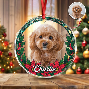 Custom Photo Christmas Glass Ornament For Dog Lovers HA75 897064
