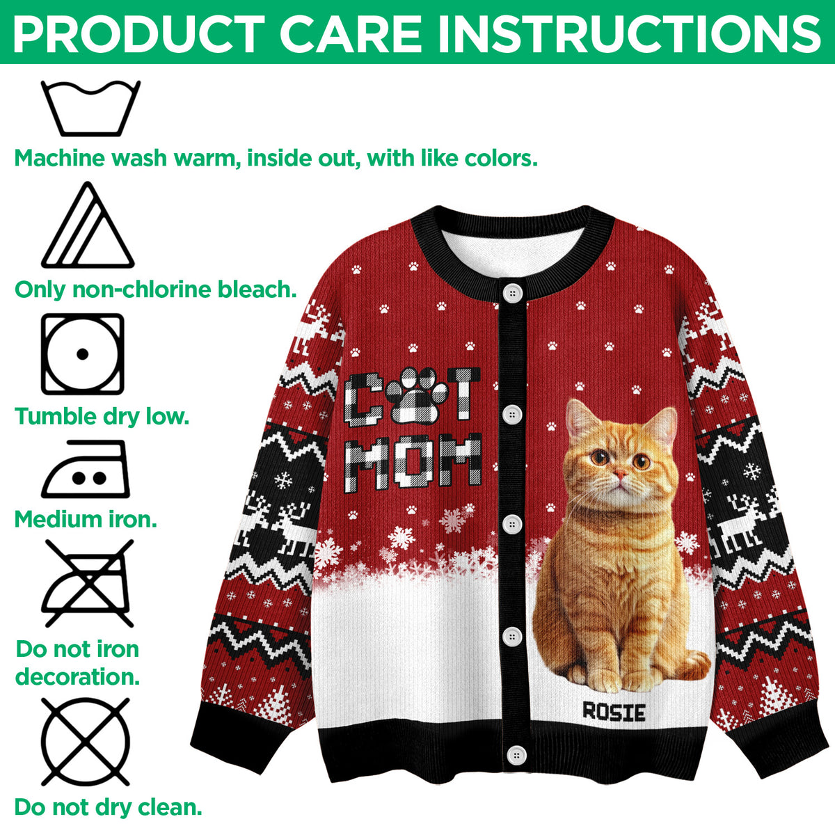 Custom Cat Photo Christmas Pattern Ugly Cardigan Christmas Gift HA75 898176