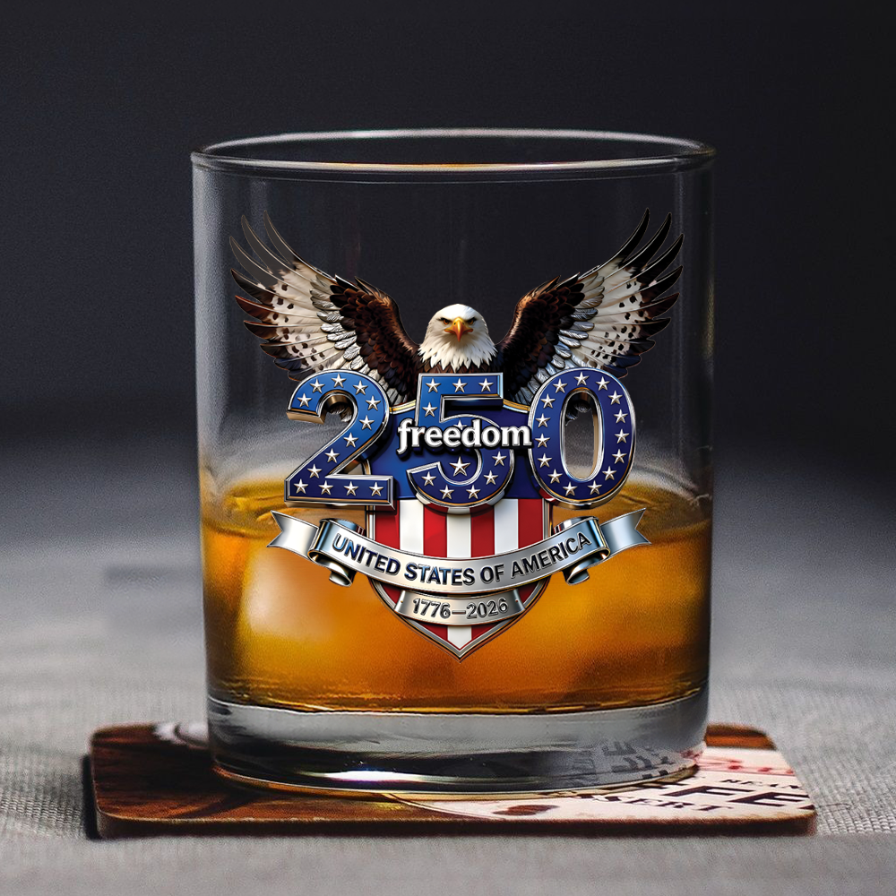 USA 250 Years Anniversary, Freedom Eagle 1776–2026 Whiskey Glass HO82 902808