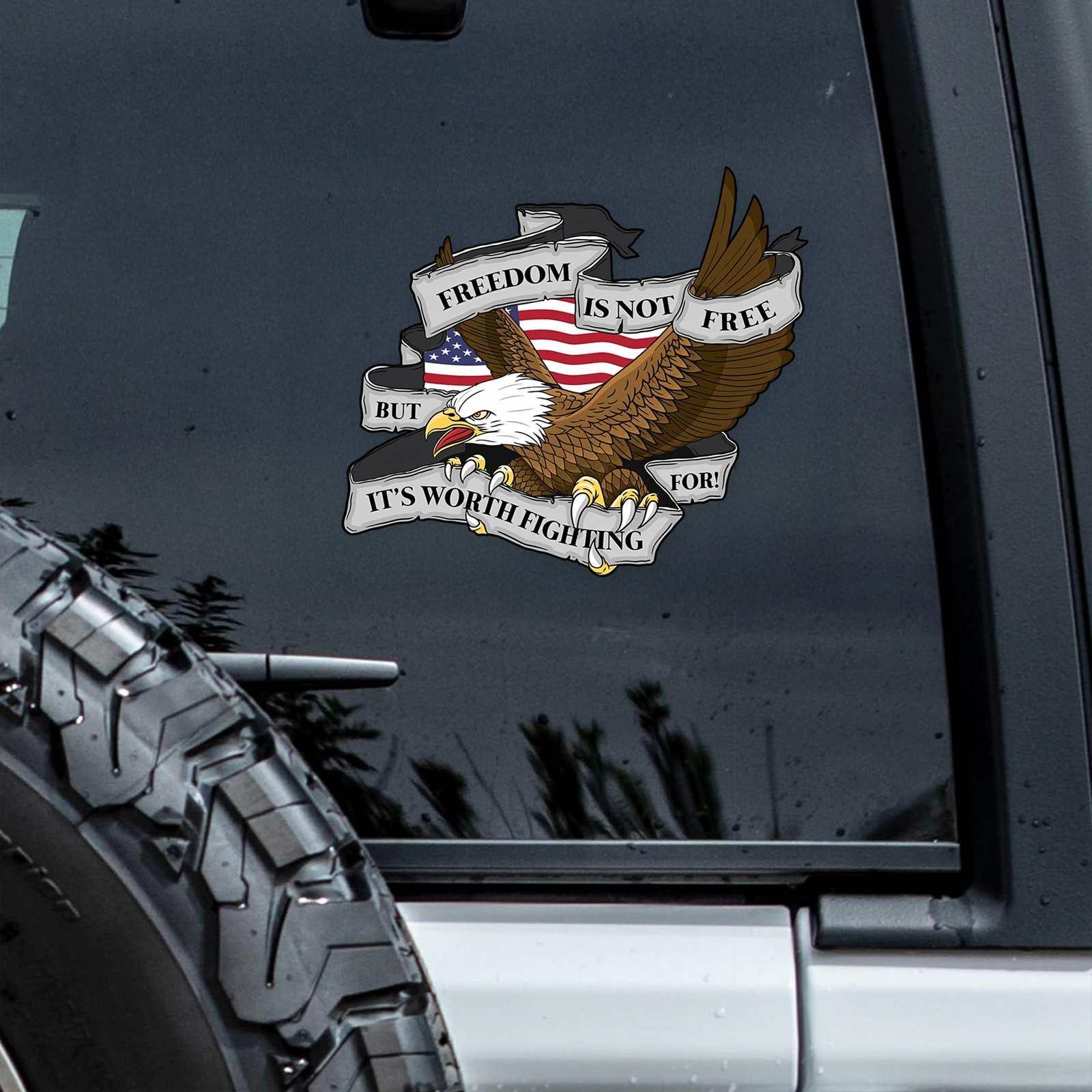 Freedom Is Not Free But Worth Fighting For Bald Eagle Car Window Decal Sticker LM32 897817