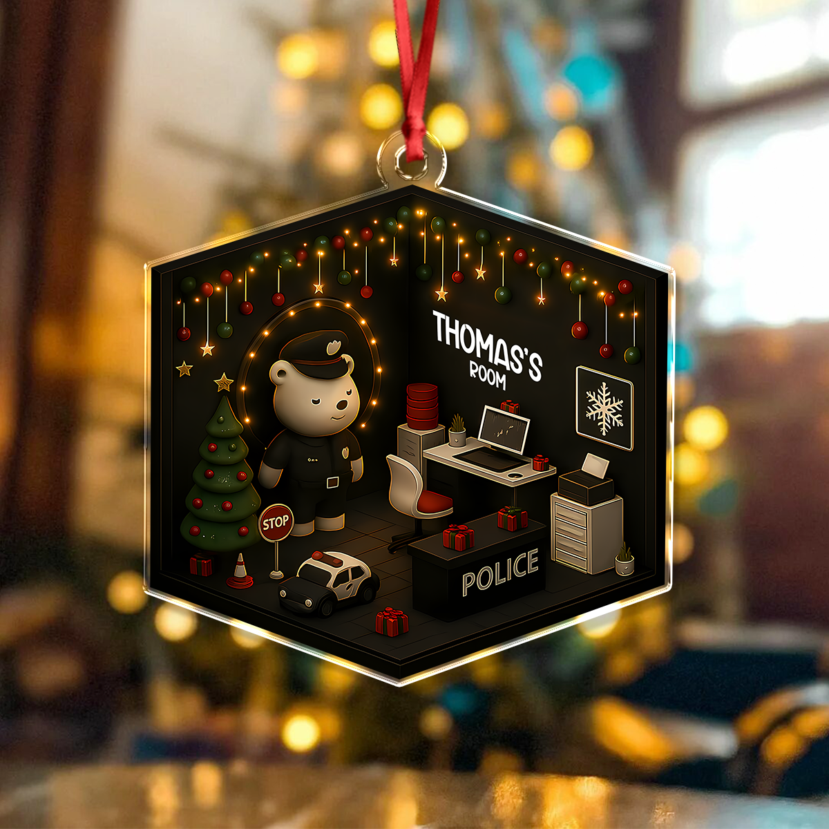 Personalized 2D Flat Acrylic Ornament Christmas Gift for Dental, Nurse, Teacher, Police LM32 895053