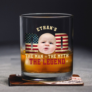 Custom Kid Photo - Dad, The Man The Myth The Legend Dad Whiskey Glass LM32 893539