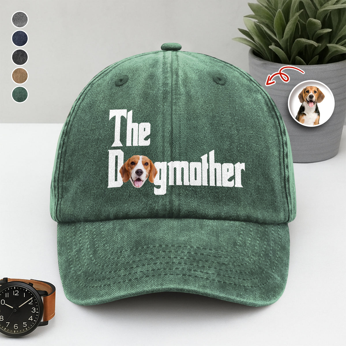 Custom Photo Dog Dad Dog Mother Washed Denim Baseball Cap Gift for Dog Lovers TH10 894281