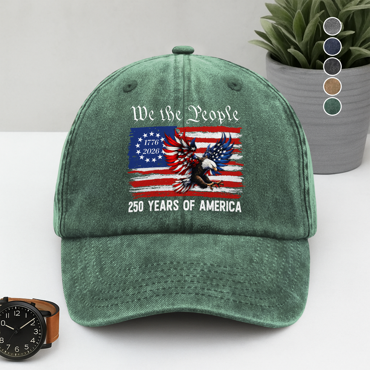Patriot We The People 250 Years of America 1776-2026 Washed Denim Baseball Cap HA75 920318