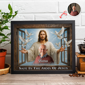 Custom Photo Safe In The Arms Of Jesus Memorial Picture Frame LM32 893901
