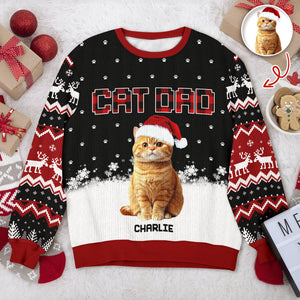 Custom Cat Photo - Cat Mom Cat Dad Christmas Pattern Ugly Sweater Christmas Gift HA75 897612