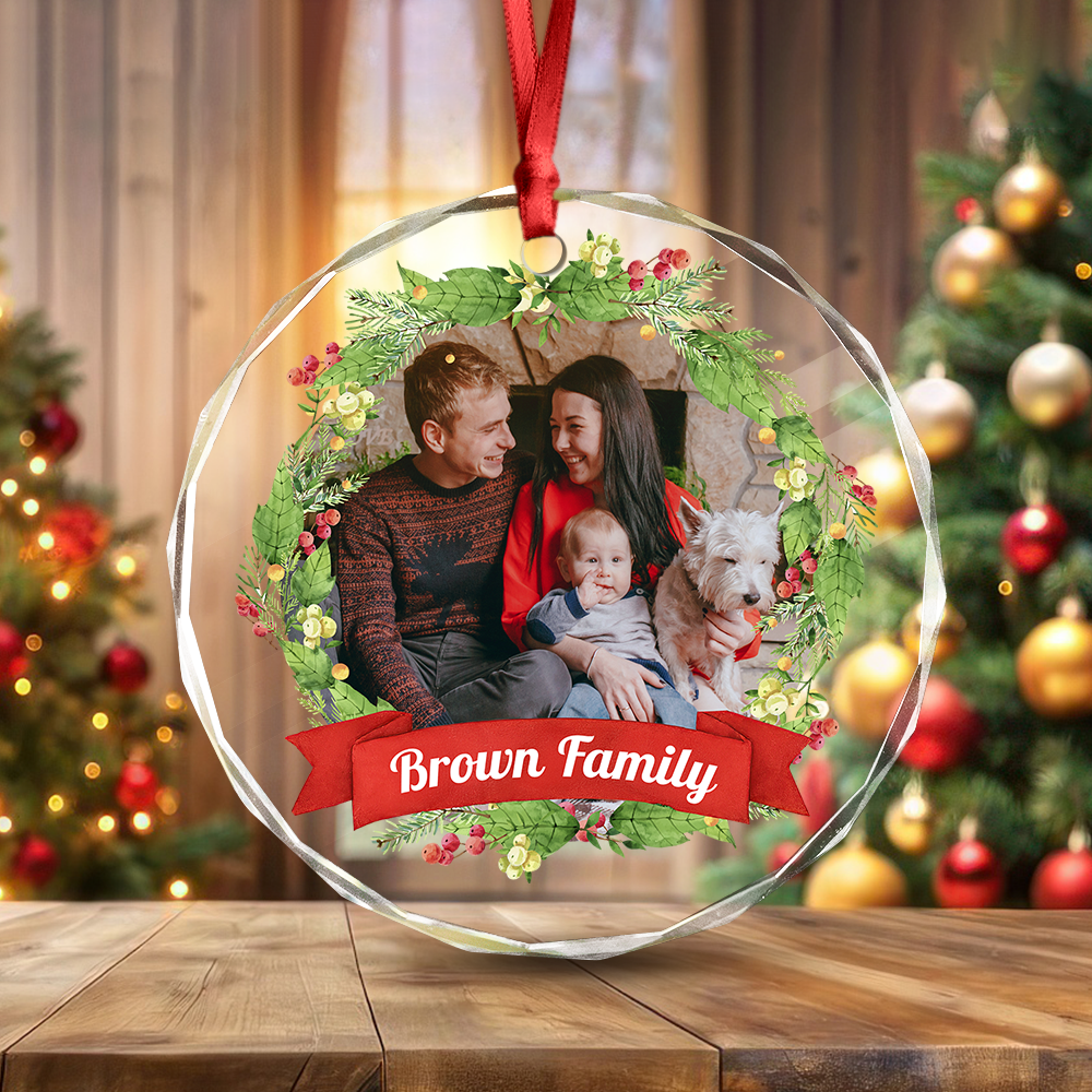 Custom Family Crystal Photo - Personalized Glass Ornament For Christmas TH10 894829