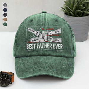 Personalized Gift Best Dad Ever Washed Denim Baseball Cap LM32 893981