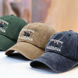 Custom Photo Cool Dad, Cooler Daughter Personalized Vintage Washed Denim Baseball Cap - Father's Day, Gift For Dad CH07 895920