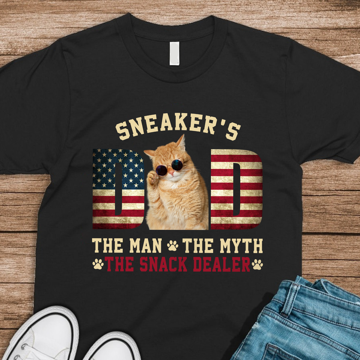Custom Photo Cat - Cat's Dad The Man The Myth The Dealer American Flag Dad Shirt HA75 892442