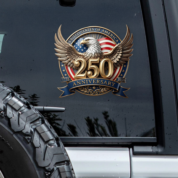 Hero – Eagles Flag USA 250th Anniversary Decal on Vehicle Window