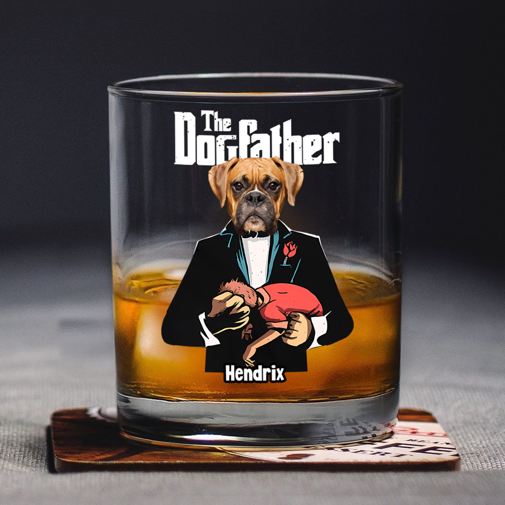 Custom Dog Photo The Dogfather Whiskey Glass Personalized Gift For Dog Dad HO82 893870