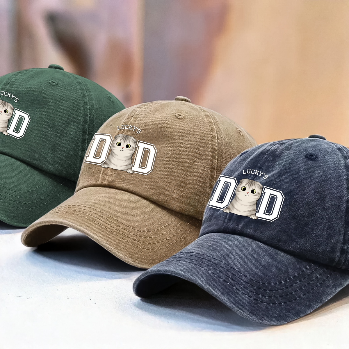 Personalized Dog Cat Dad Washed Denim Baseball Cap Gift For Father's Day HO82 893954