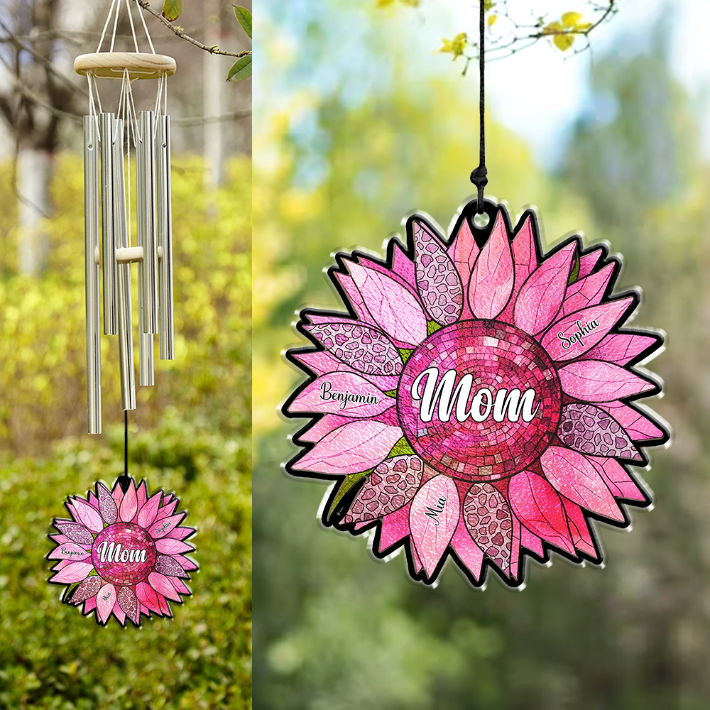 Personalized Name Nana Auntie Mom Family Sunflower Acrylic Wind Chimes LM32 893945