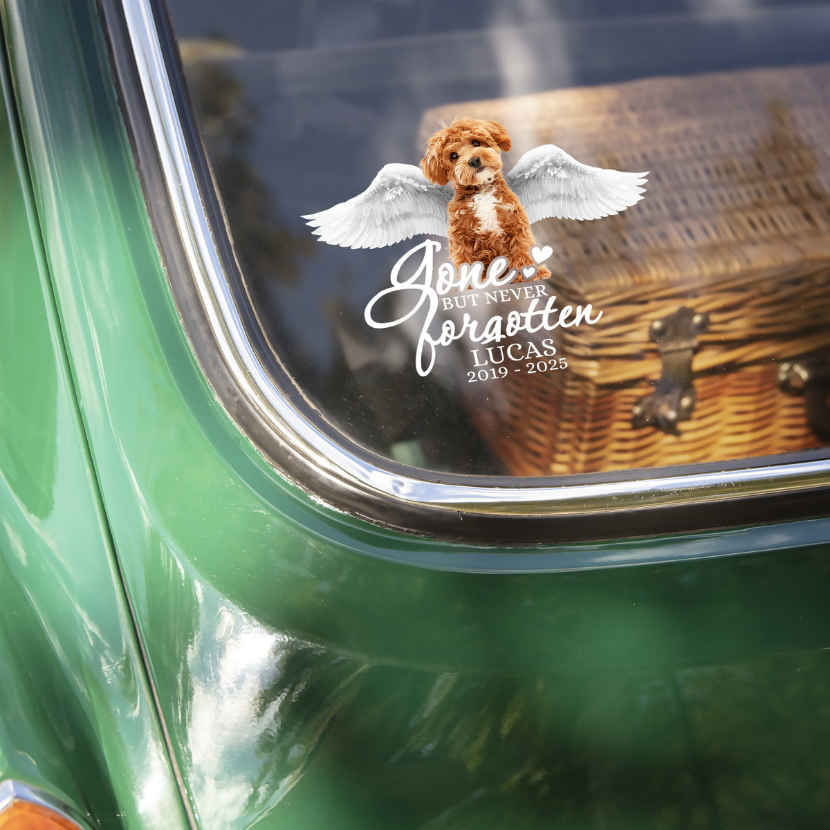 Custom Photo Pet Within Angel Wings Memorial Dog Cat  Car Window Decal Sticker HO82 901068