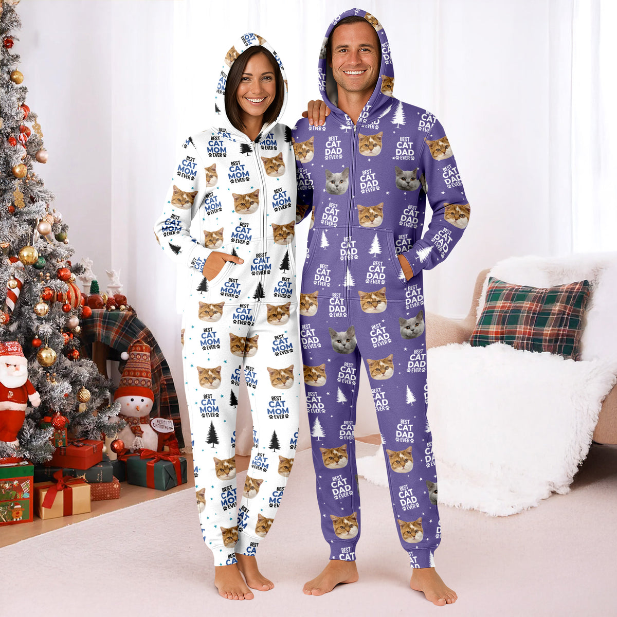 Custom Cat Face Photo Personalized Best Cat Dad Mom Onesie Pajamas CH07 896608