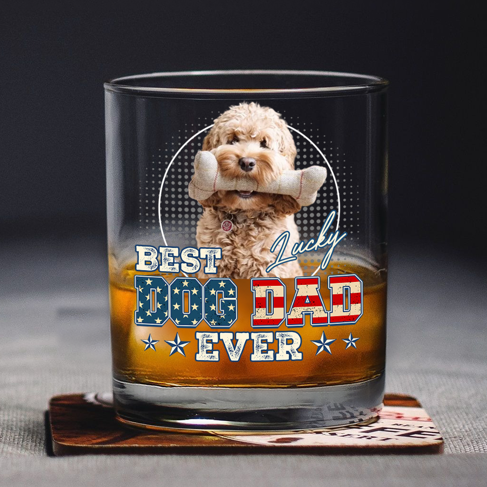 Custom Photo Best Dog Dad Ever Dog Whiskey Glass Gift For Dad HO82 893930