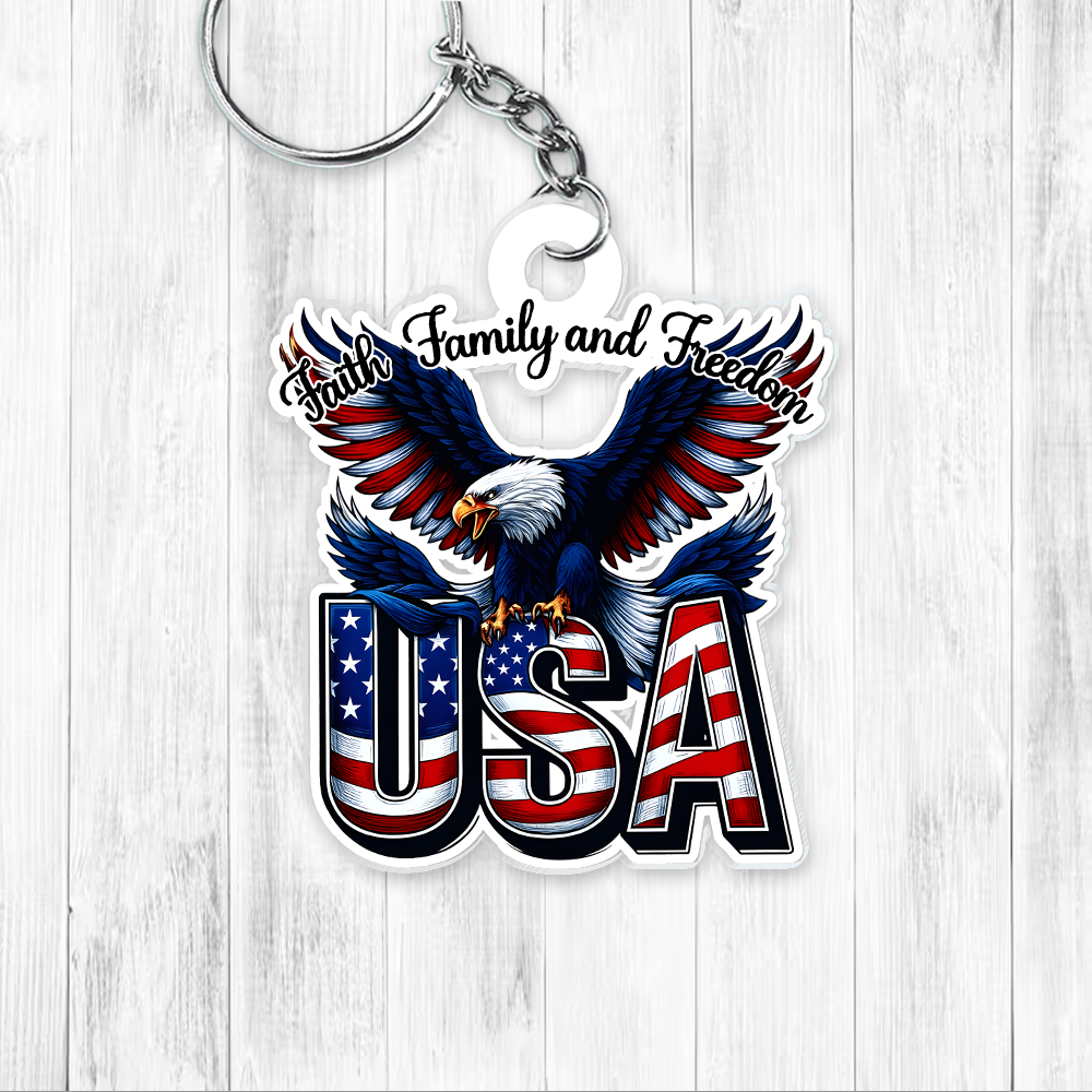 Faith, Family And Freedom USA With Eagle Acrylic Keychain TH10 898937