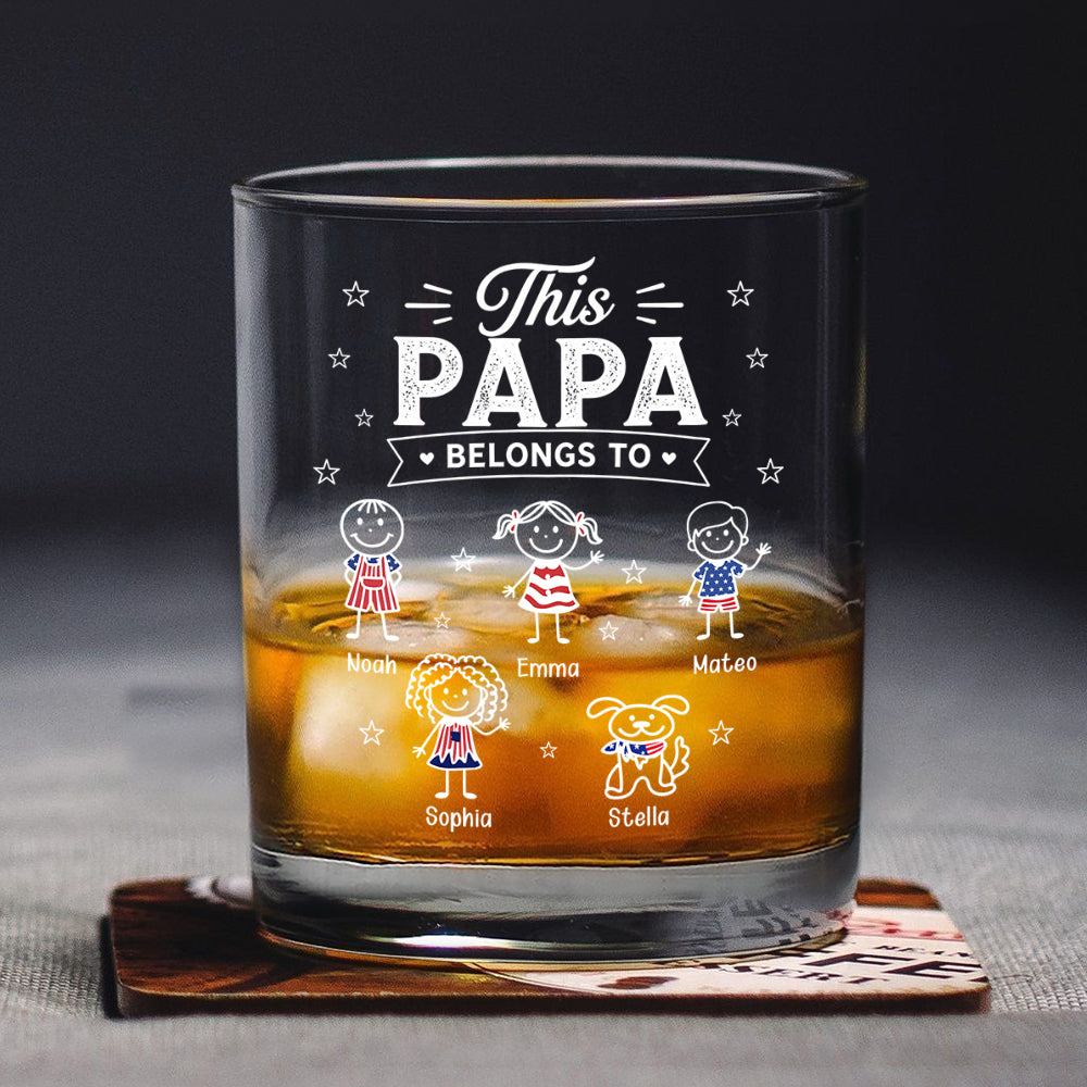 Custom Kid Names This Papa Belongs To Whiskey Glass - Personalized Father’s Day Gift CH07 911388
