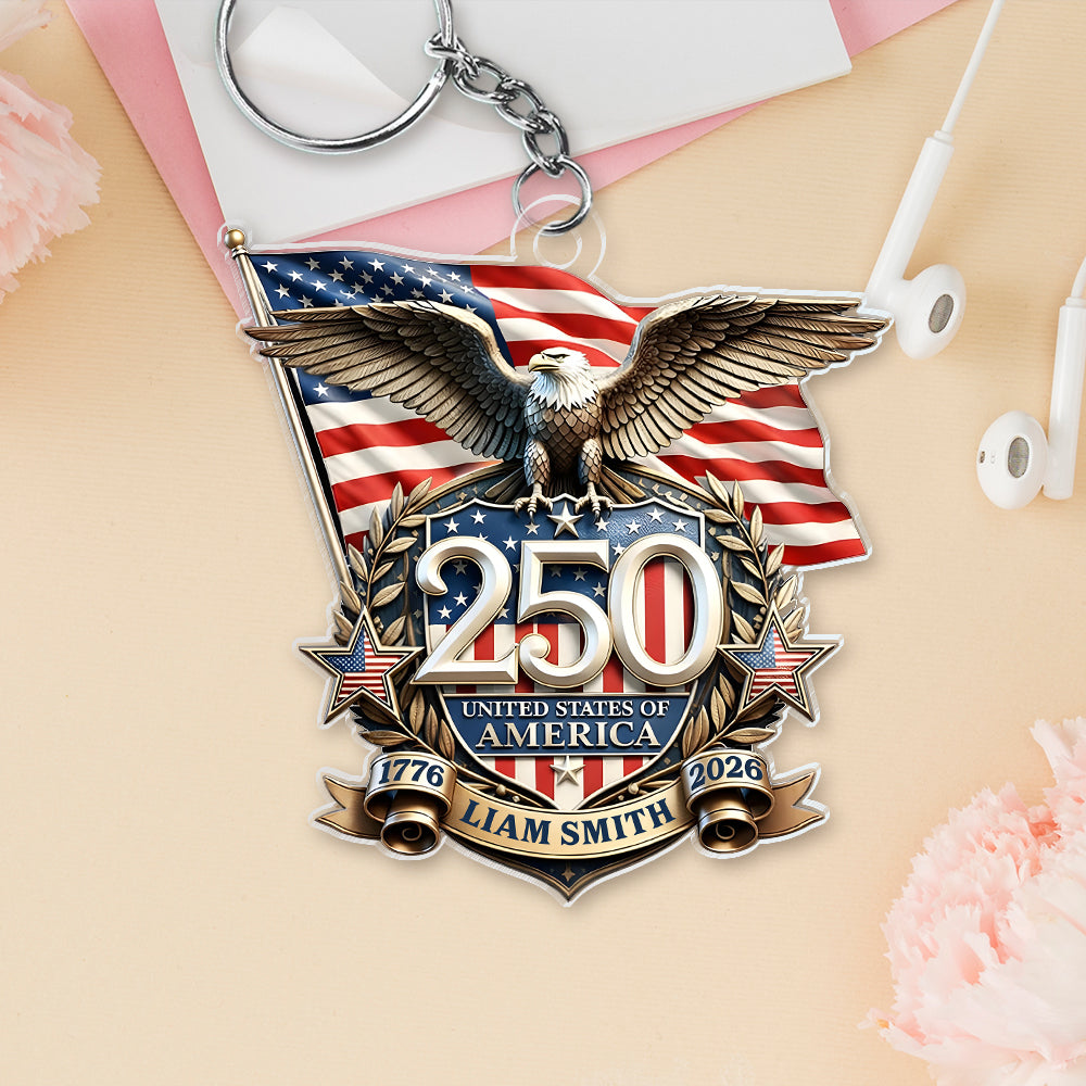Personalized America 250th Anniversary Patriot Eagle Acrylic Keychain HA75 921024