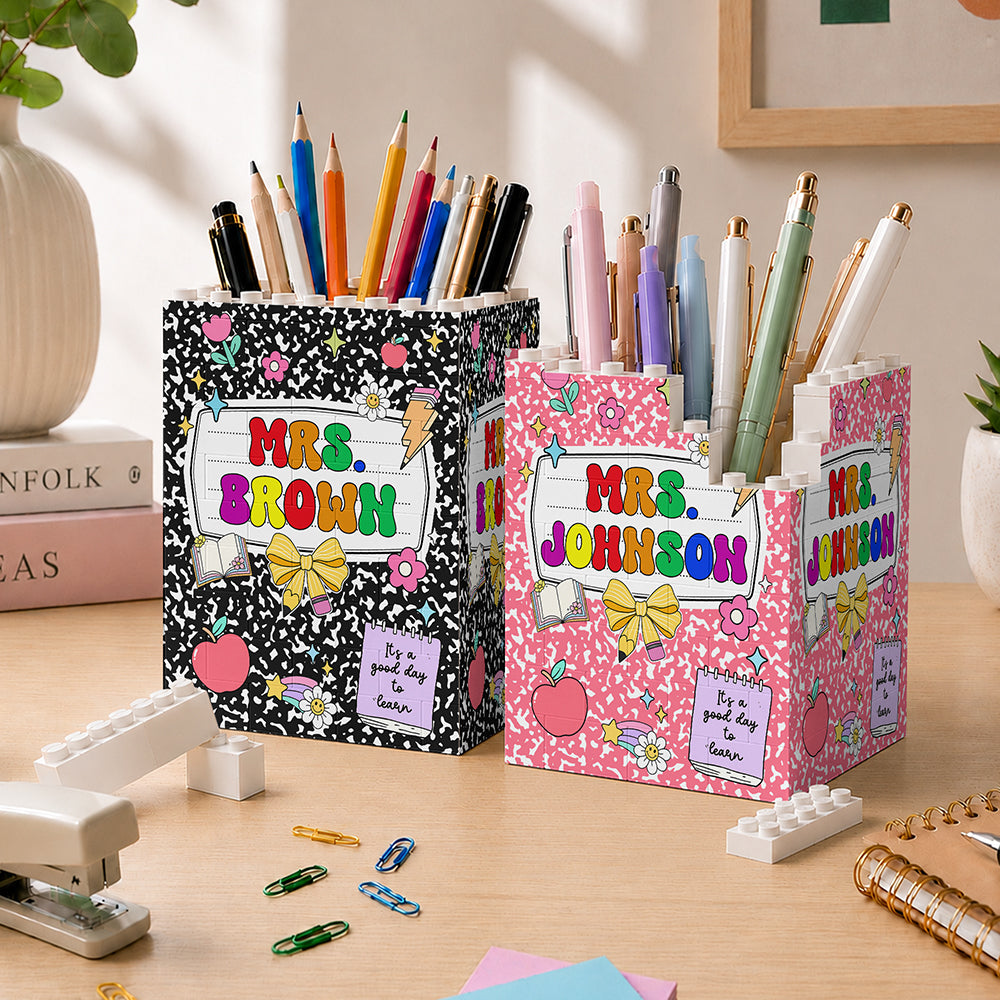 Personalized Teacher Name Brick Pencil Pot Classroom Back to School Gift TH10 170283