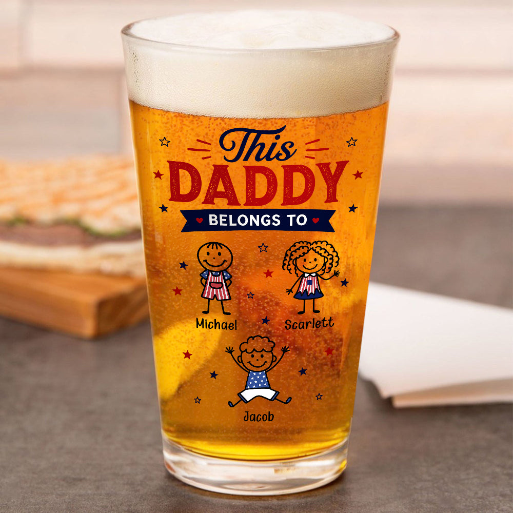 Personalized This Dad Belongs To Beer Glass - Father's Day Gift For Husband, Dad, Grandpa CH07 911396