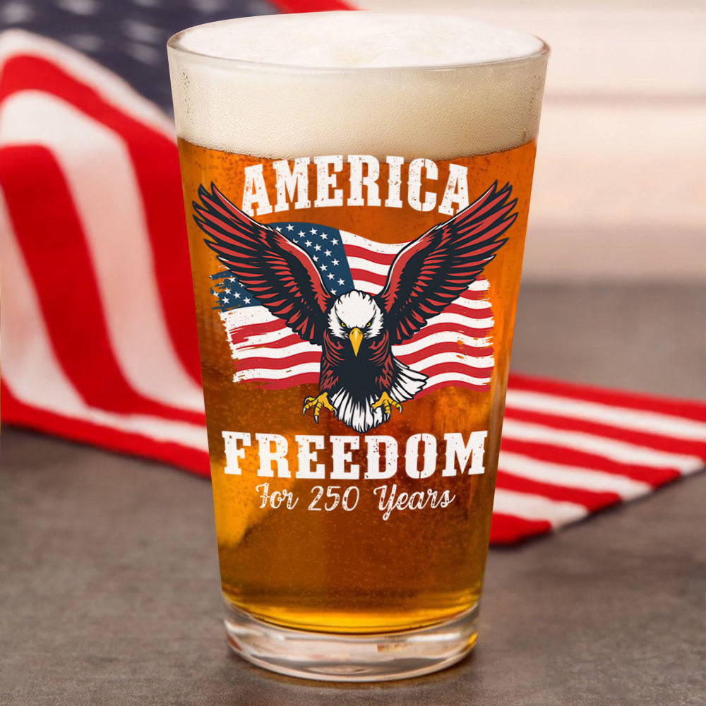 America 250 Years of Freedom Patriotic Eagle Flag Print Beer Glass HA75 897348
