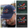Personalized 250 Years USA Washed Cap with Embroidered American Flag, Patriotic Embroidered Baseball Cap HO82 901092