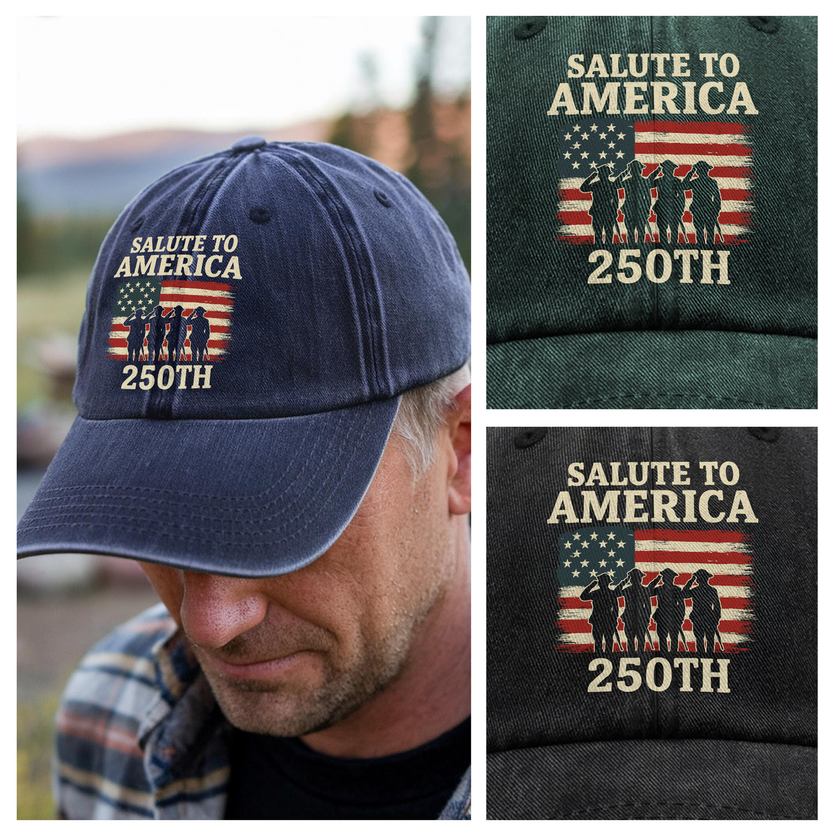Salute To America 250th Veteran Washed Denim Baseball Cap Happy America 250 Gifts CH07 896730