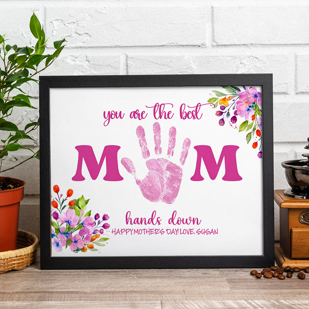 Custom Name You Are The Best Mom Handprint 2-Layered Wooden Plaque With Stand TH10 169011