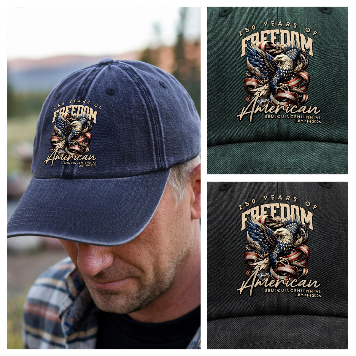 250 Years Of Freedome America Washed Denim Baseball Cap TH10 894545