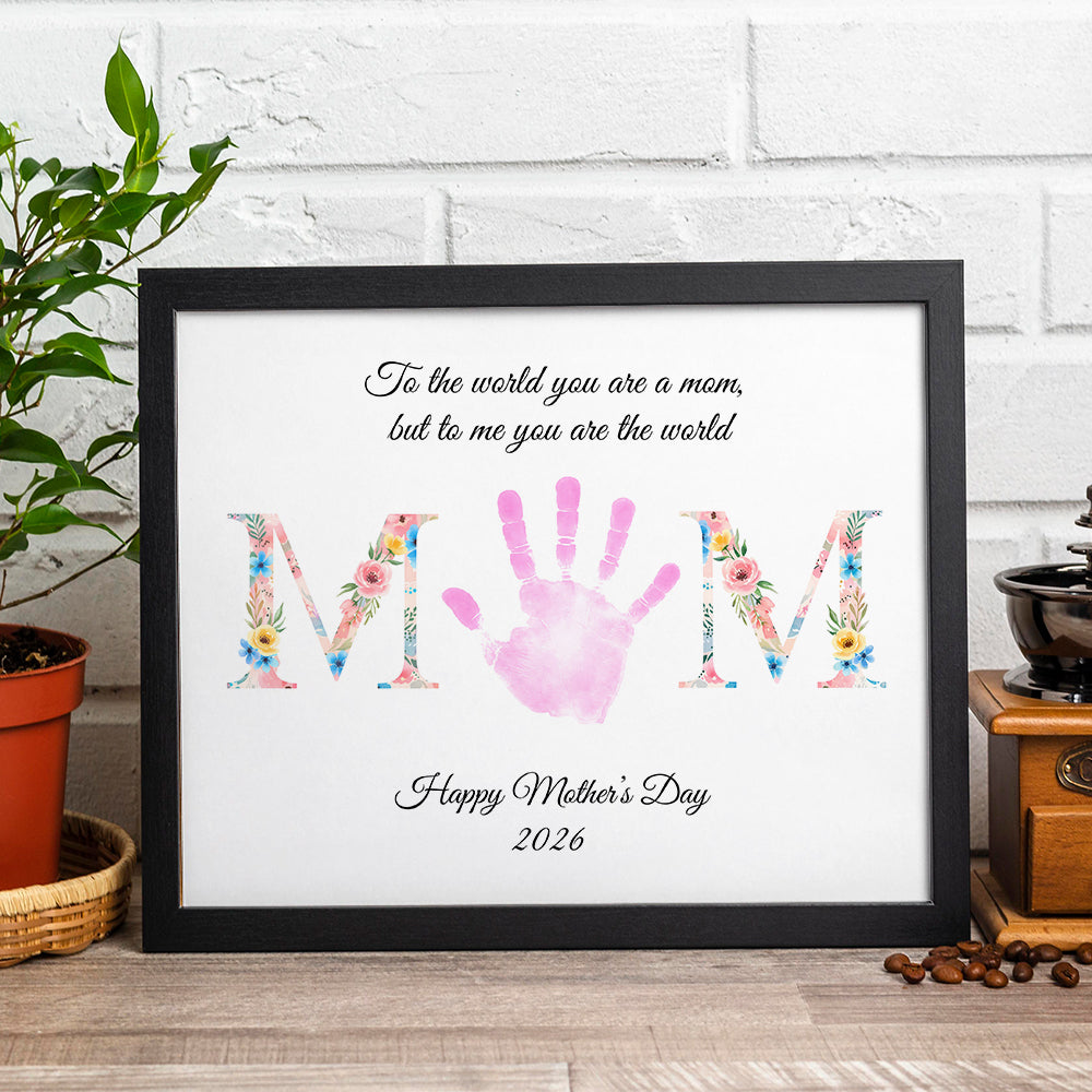 Personalized Floral Mom Handprint Picture Frame – Mother’s Day Keepsake Gift HO82 901590