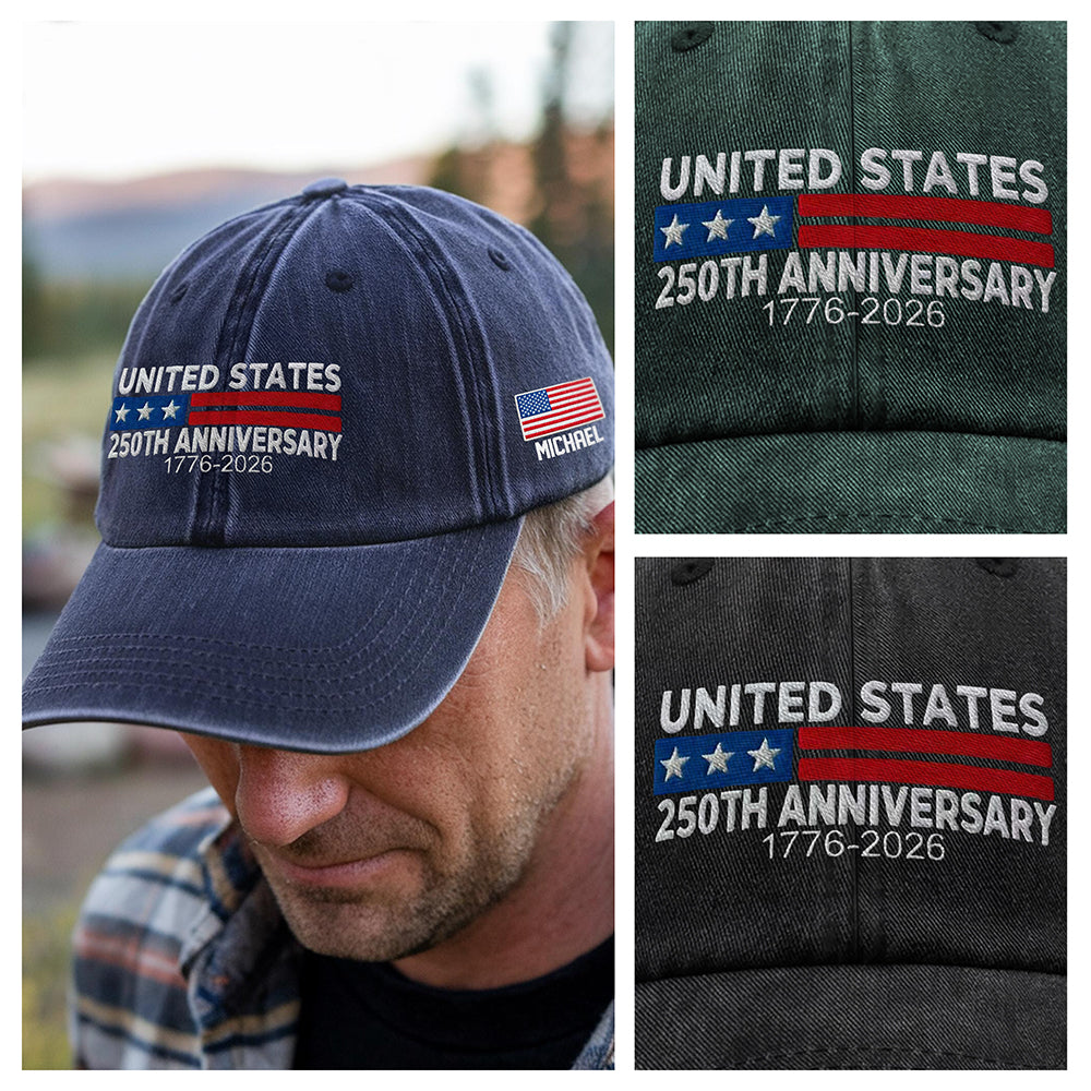 Custom Name250 Anniversary USA 1776-2026 Embroidered American Flag HA75 898810