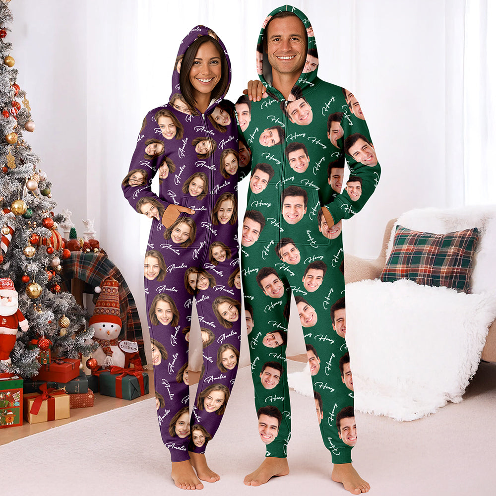 Custom Face and Name Christmas Onesie Pajamas HO82 903690