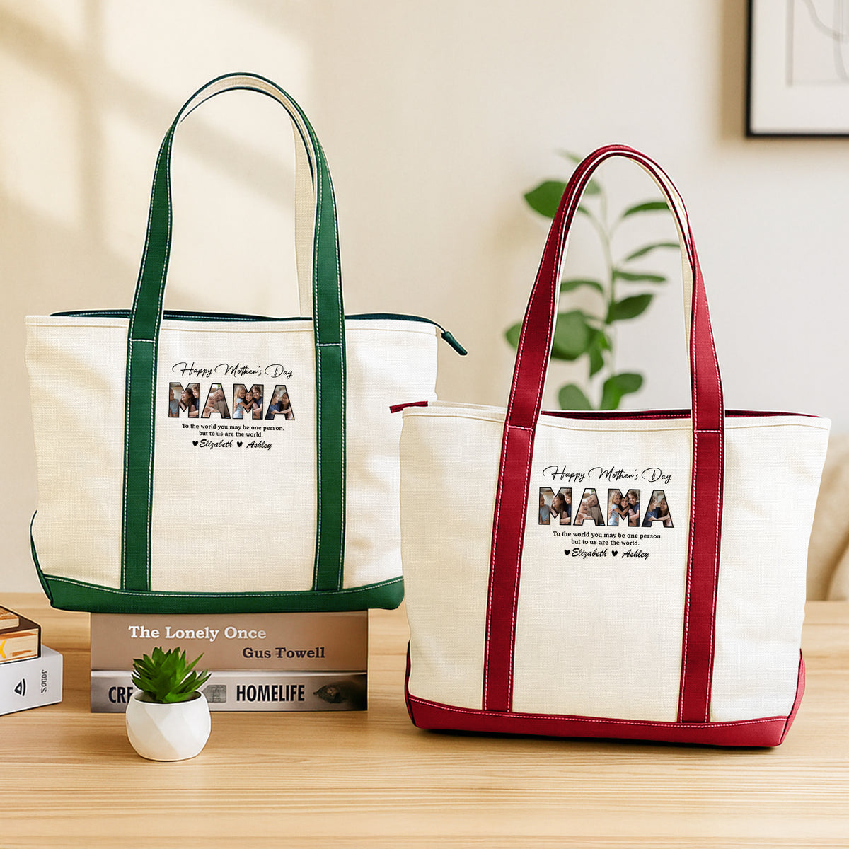 Custom Photo Happy Mother's Day To Mom Monogram Beach Bag, Personalized Gift for Mom HO82 902016