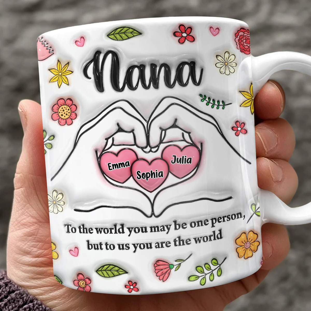Custom Name Mom's Heart Hand 3D Effect Mug Gift For Mother's Day CH07 910682