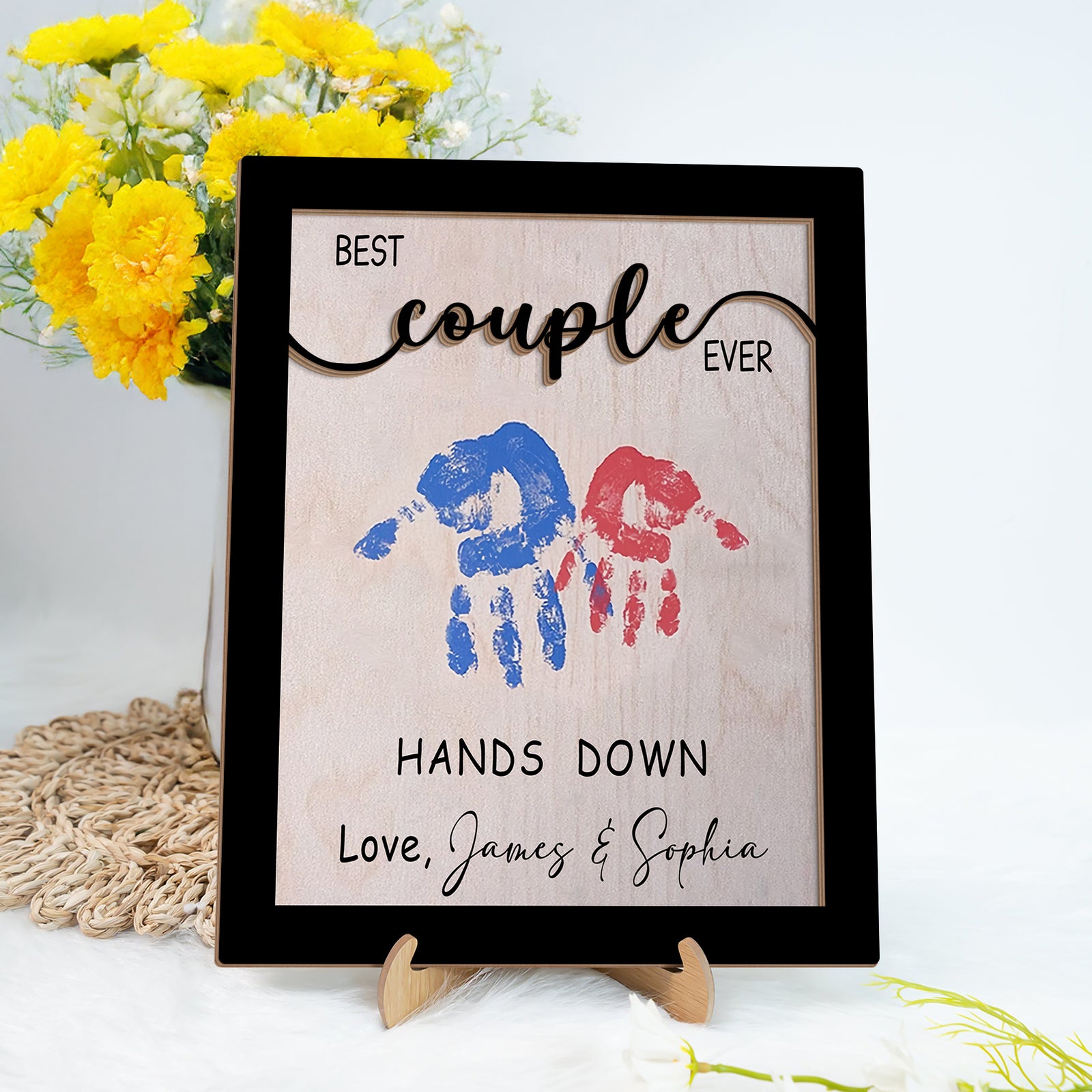 Personalized Best Couple Ever 2-Layered Wooden Plaque With Stand Valentine's Day TH10 896959