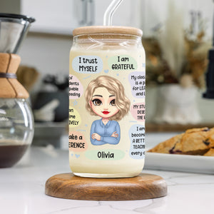 Personalized Teacher Daily Glass Can With Lid Gift For Teacher HA75 892620