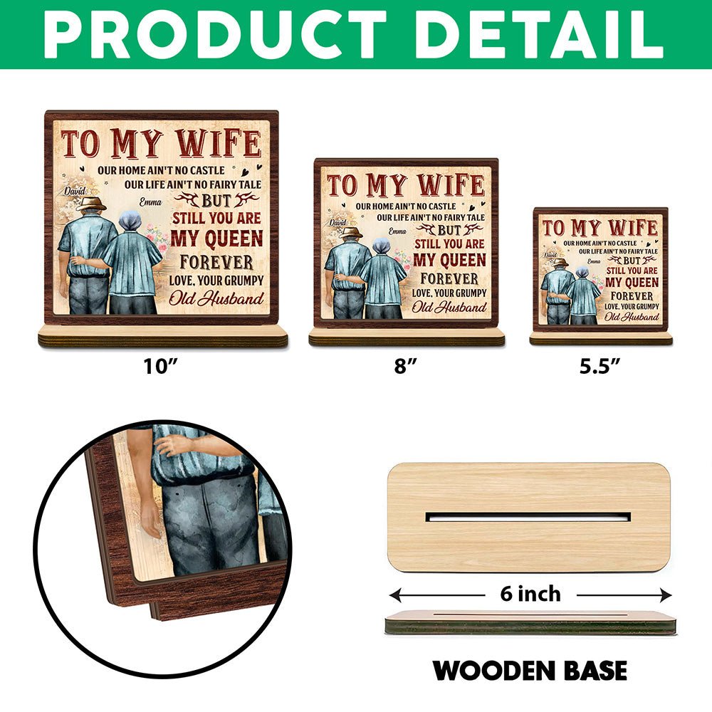 To My Queen 2-Layer Standing Wooden Plaque Personalized Gift For Couple, Wife HO82 894498
