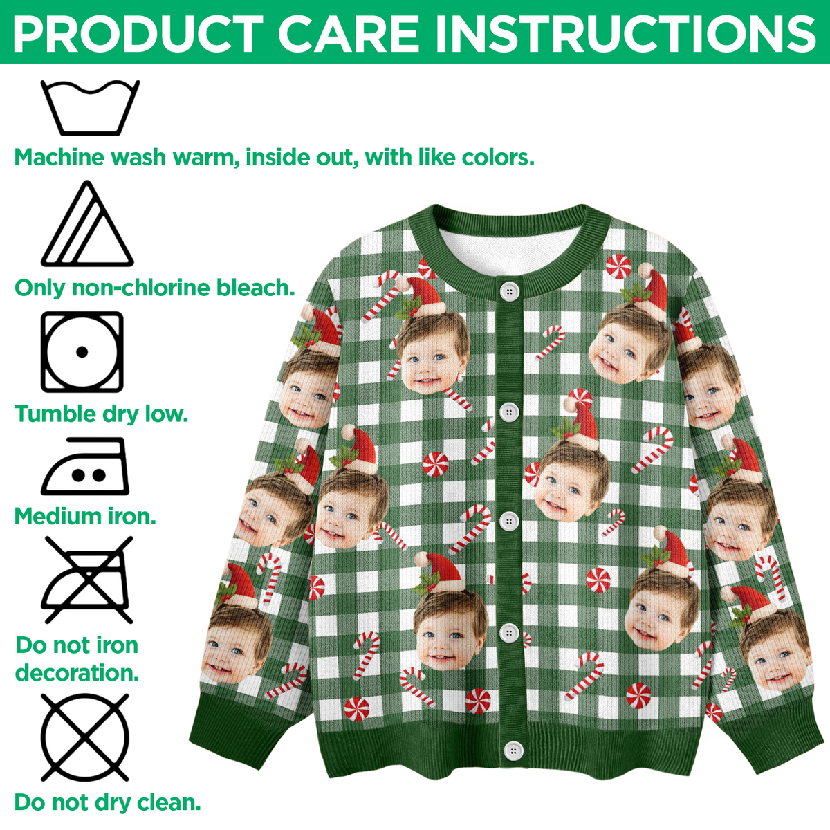 Custom Face Photo Christmas Pattern Cardigan Christmas Gift HO82 900398