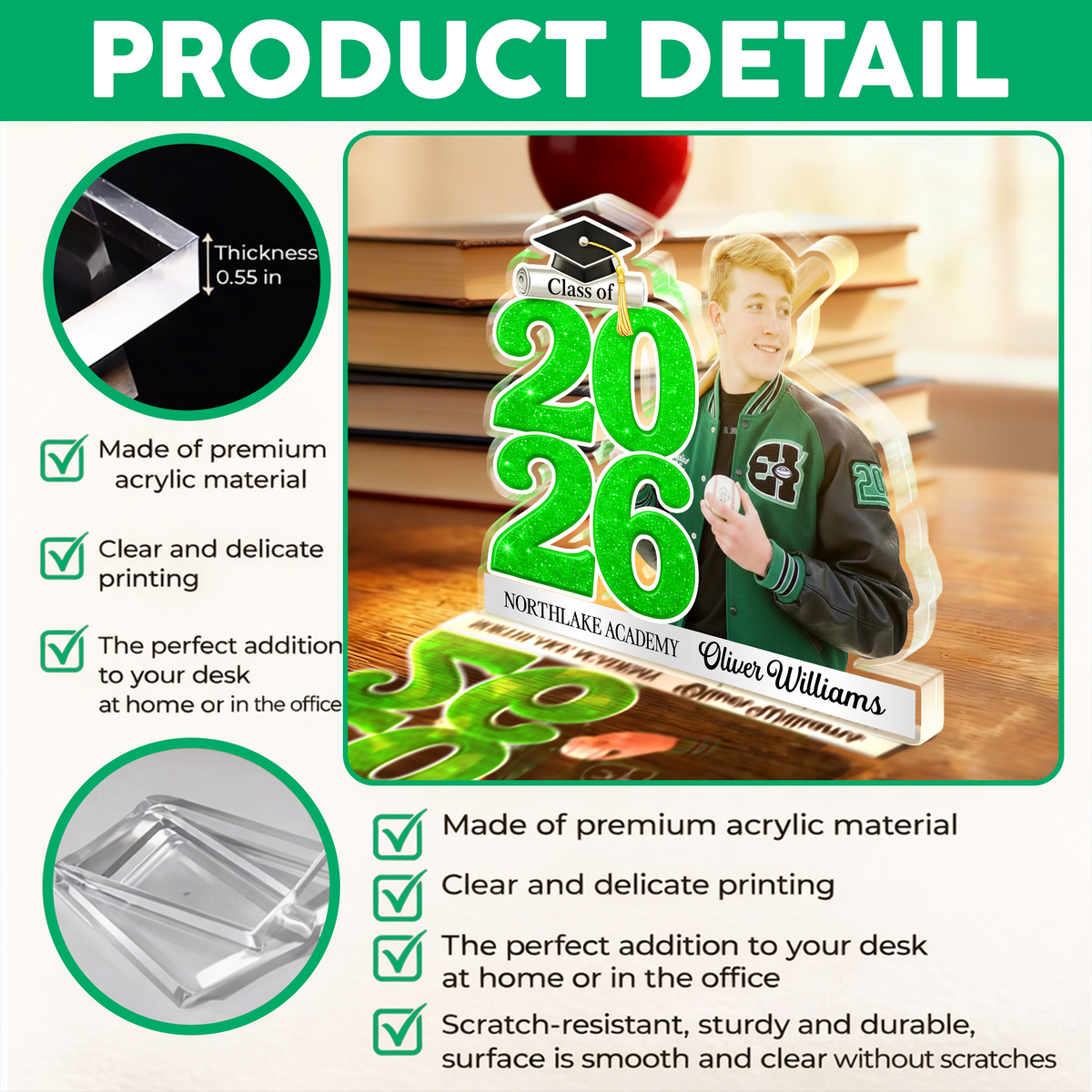 Custom Photo Graduation Acrylic Block Plaque Class of 2026 Keepsake Gift CH07 910850