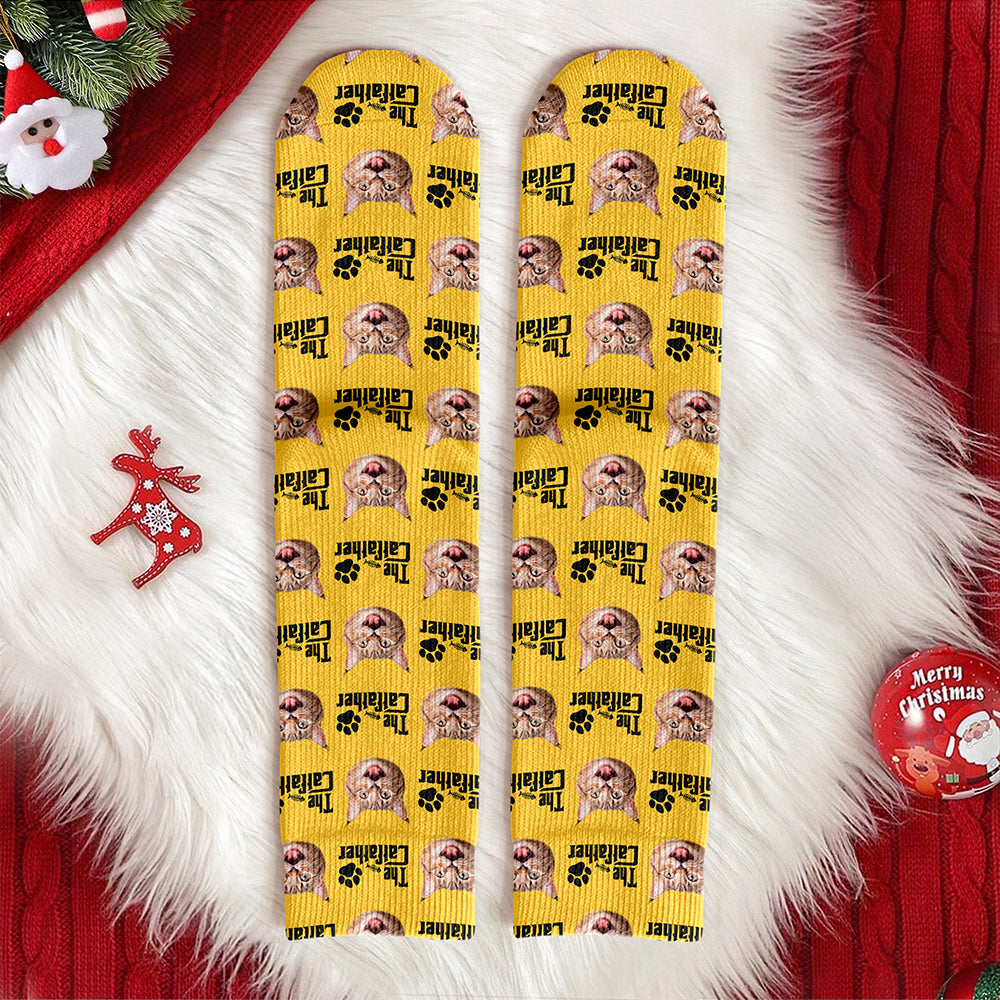 Custom Puppy Photo The Dog Father with Pawprints Design - Personalized Socks LM32 897279