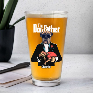 Custom Dog Photo The Dogfather Print Beer Glass Personalized Gift For Dog Dad HO82 893872