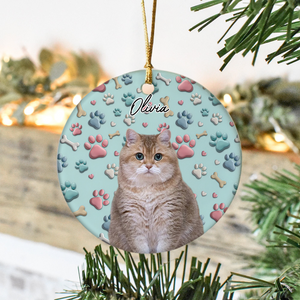 Custom Photo Lovely Dog Cat 3D Effect Ceramic Ornament Christmas Gift HA75 897088