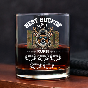 Best Buckin' Dad Hunter Whiskey Glass Personalized Gift For Hunter, Dad HO82 893806