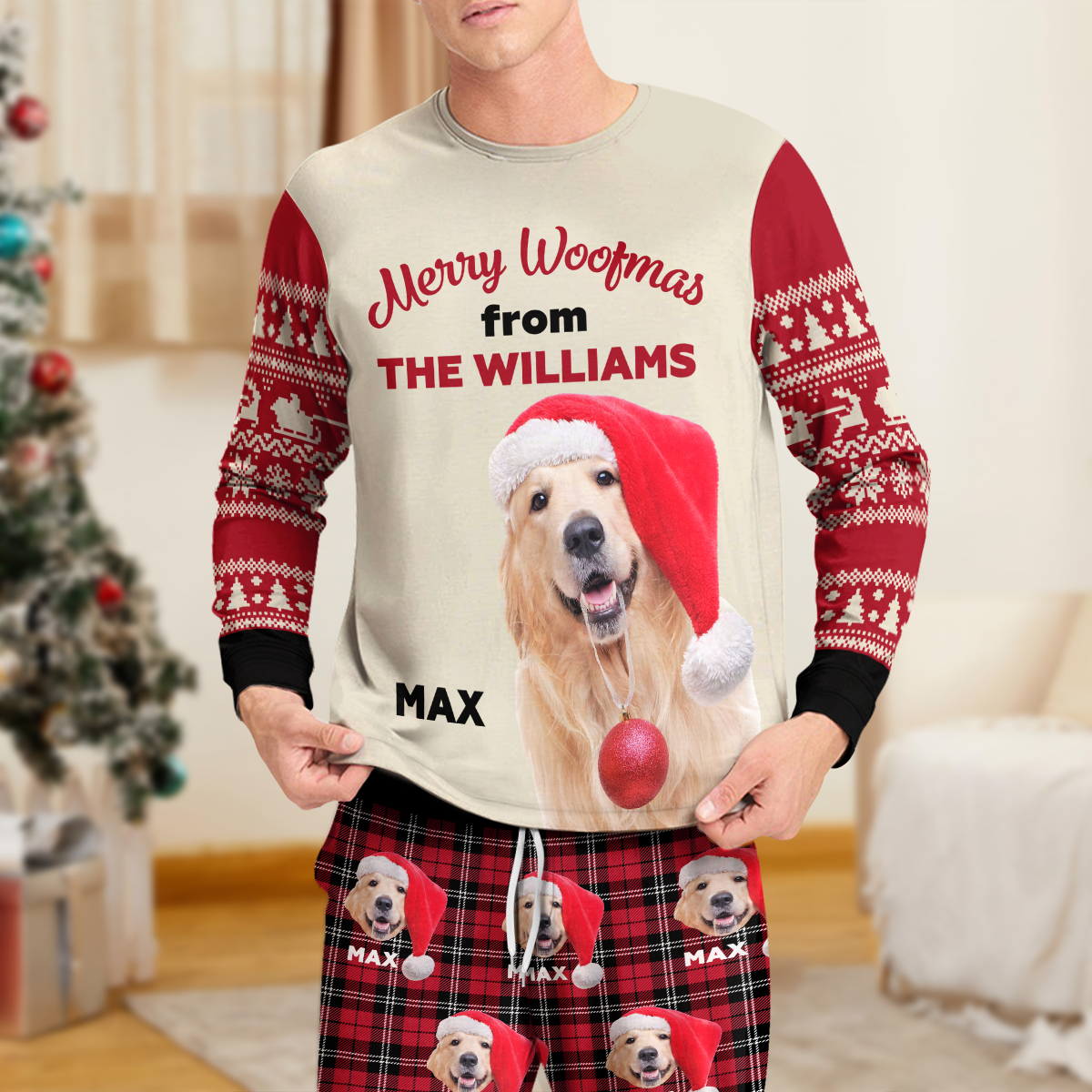 Custom Photo Merry Woofmas Sleepwear For Dog Lovers LM32 895581