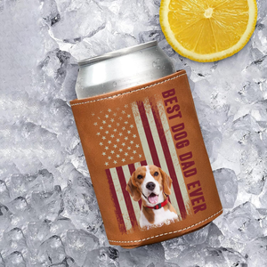 Custom Photo Best Dog Dad Ever Leather Can Cooler Holder Gift For Dog Lovers HO82 894108