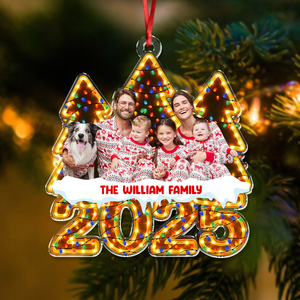 Custom Family Photo Christmas Light Acrylic Ornament CH07 899162