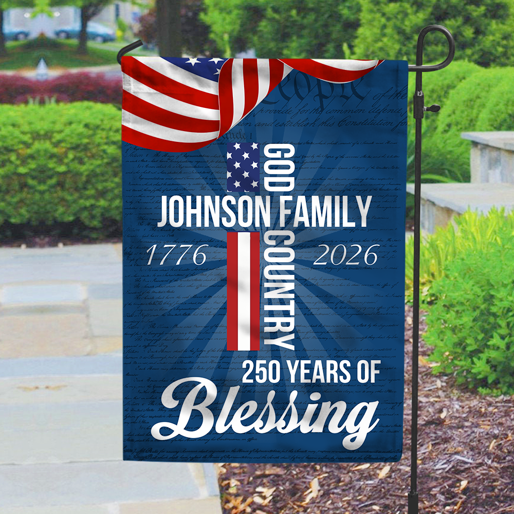 American Patriotic Flag, 250 Years of Blessing God 1776 2026 Garden Flag HA75 898776