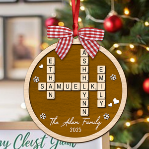 Personalized Family Crossword Puzzle Name Christmas 2 Layer Wood Ornament HA75 897546